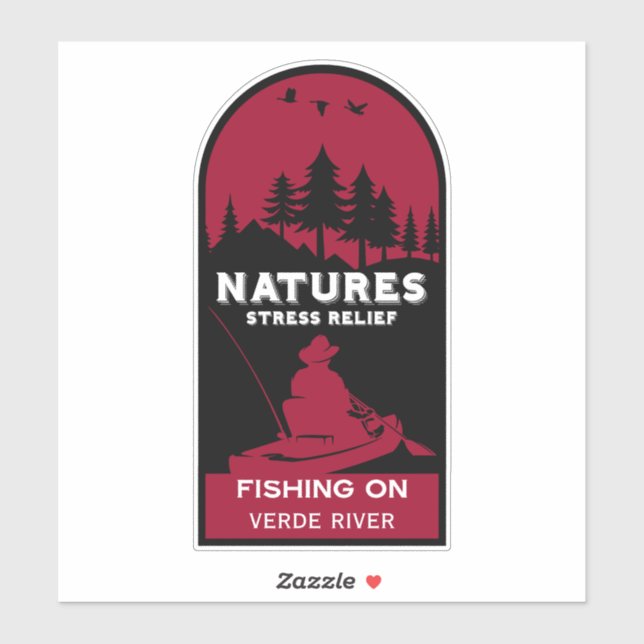 Pegatina Pesca estadounidense de Kayak (Hoja)