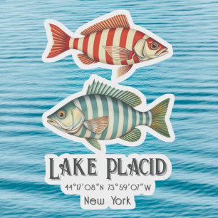 Pegatina Pescado acuático del Lago Placid Nueva York