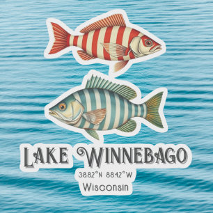Pegatina Pescado acuático del lago Winnebago Wisconsin