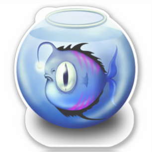 Pegatina Pescado angler acuario pecero lindo azul blanco