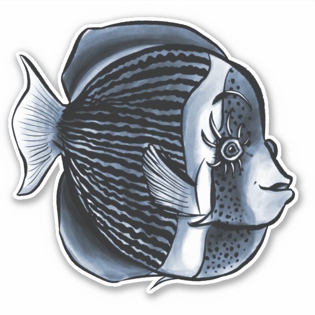 Pegatina Pescado bajo el mar (Anverso)