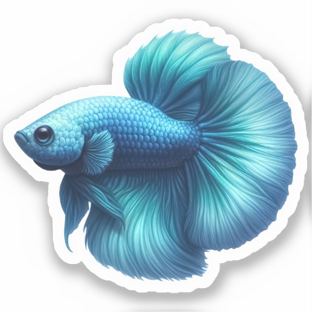 Pegatina Pescado Betta Azul verde azulado (Anverso)