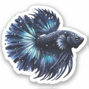 Pegatina Pescado Betta negro y azul