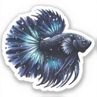 Pegatina Pescado Betta negro y azul