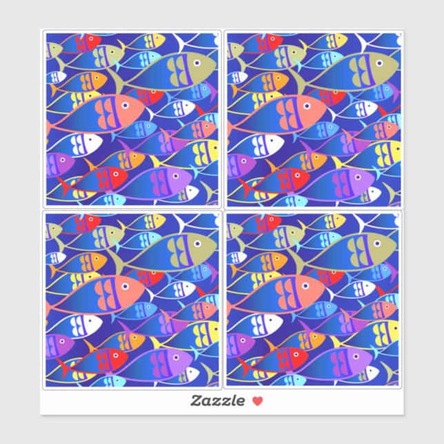 Pegatina Pescado colorido (Hoja)