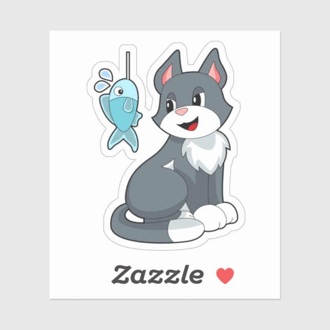 Pegatina Pescado de cebo de gato (Hoja)