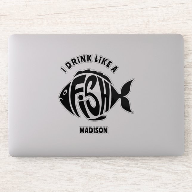 Pegatina Pescado de nombre personalizado (Ordenador)