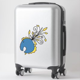 Pegatina Pescado de pavo real azul y amarillo