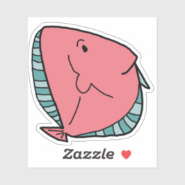Pegatina Pescado rosa y verde