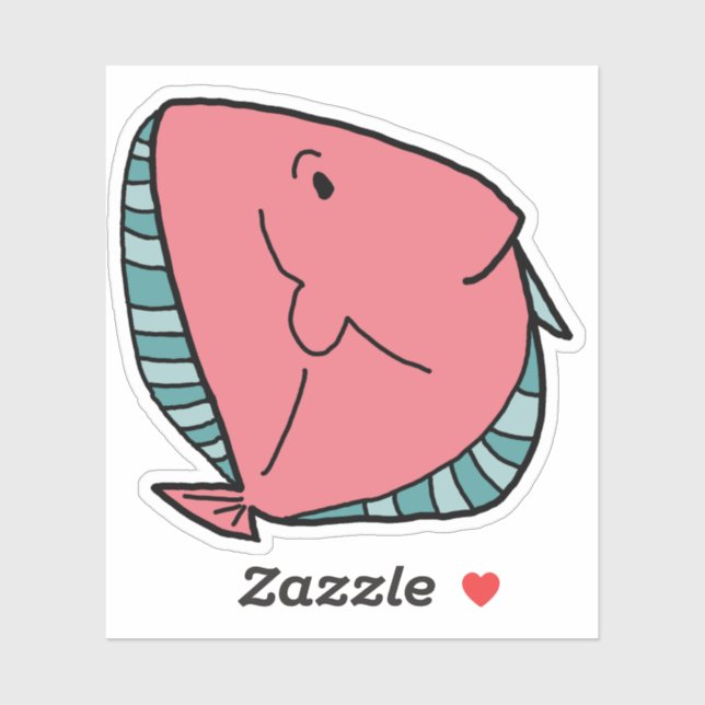 Pegatina Pescado rosa y verde (Hoja)