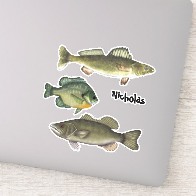 Pegatina Pescado simple moderno que me encanta pescar Minim (Detalle)