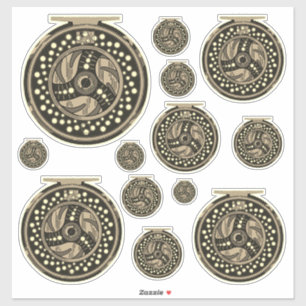 Pegatina Pescador del arte de los carretes de pesca