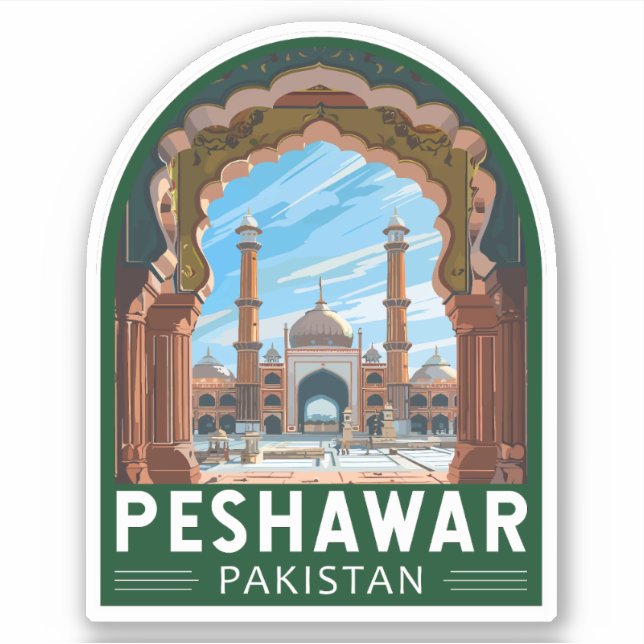 Pegatina Peshawar Pakistán Viaje al arte (Anverso)