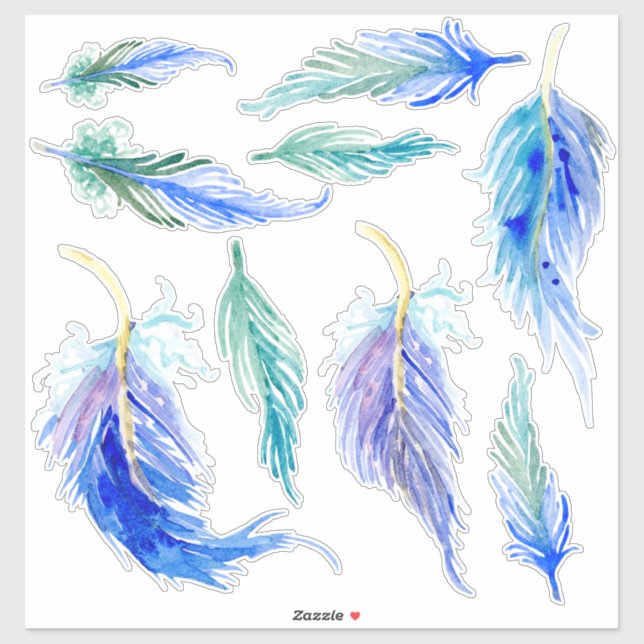 Pegatina Pestañas acuáticas inversas Aqua Blue Purple Green (Hoja)