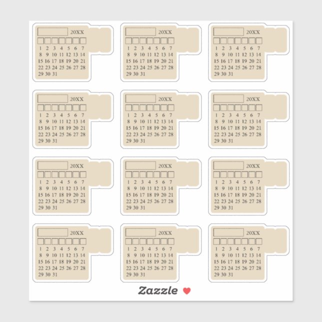 Pegatina Pestañas de índice autoadhesivas calendario genéri (Hoja)