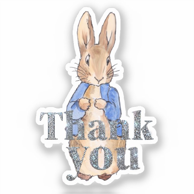 Pegatina Peter the Rabbit Decorative Gracias texto (Anverso)