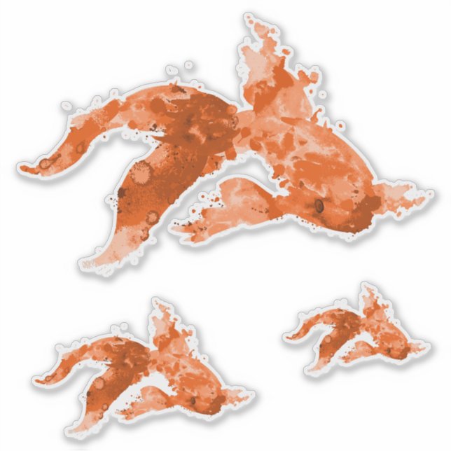 Pegatina pez dorado acuarela (Anverso)