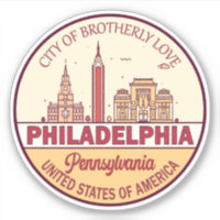 Philadelphia Pennsylvania City Skyline Emblem