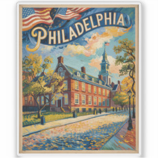 Pegatina Philadelphia Pennsylvania US Retro Van Gogh Travel