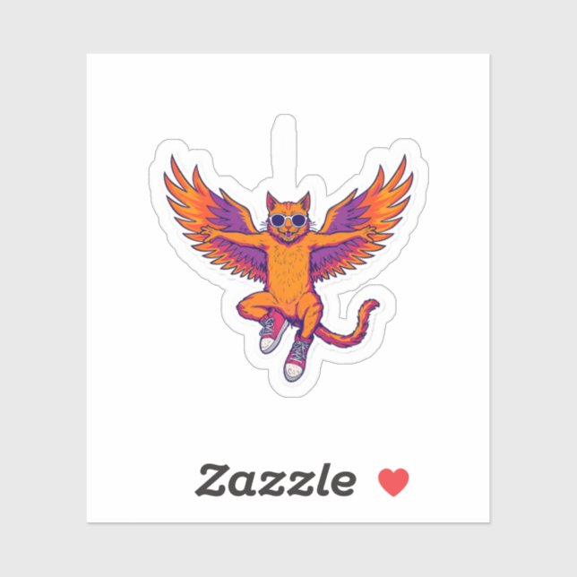 Pegatina Phoenix Cat Sticker – Cute Magical Fire Kitty (Hoja)