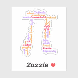 Pegatina Pi Day Math Word Cloud