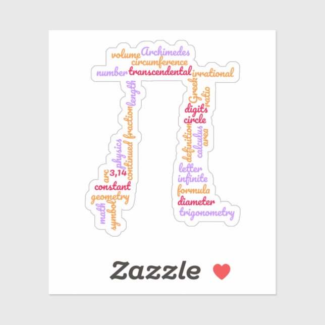 Pegatina Pi Day Math Word Cloud (Hoja)