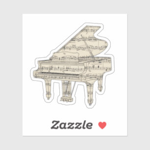 Pegatina Piano de cola y notas musicales