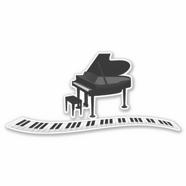 Pegatina Piano, diseño musical popular (Anverso)