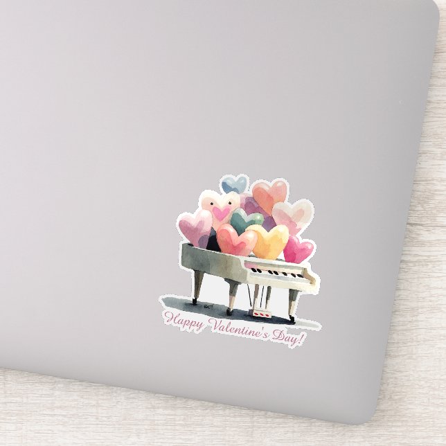 Pegatina Piano of Love Hearts Valentine's Day (Detalle)