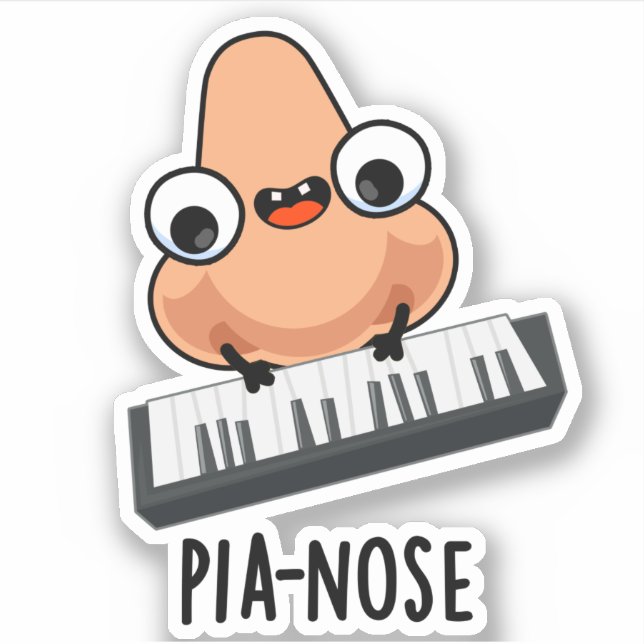 Pegatina Pianose Funny Piano Nose Pun (Anverso)