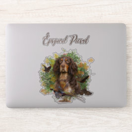Pegatina Picardía Spaniel, temporada de caza