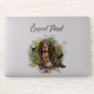 Pegatina Picardía Spaniel, temporada de caza