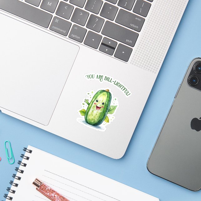 Pegatina Pickle de Personalizado verde lindo (Ordenado portátil con iPhone)