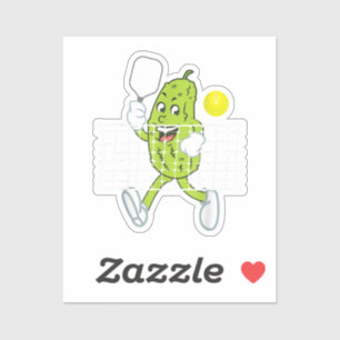 Pegatina Pickle Jugando Pickleball - Divertido Paddle