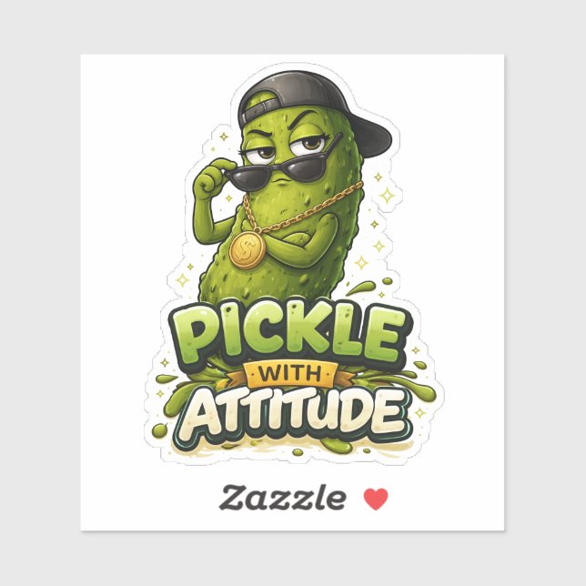 Pegatina Pickle With Attitude Custom-Cut Vinyl Sticker (Hoja)