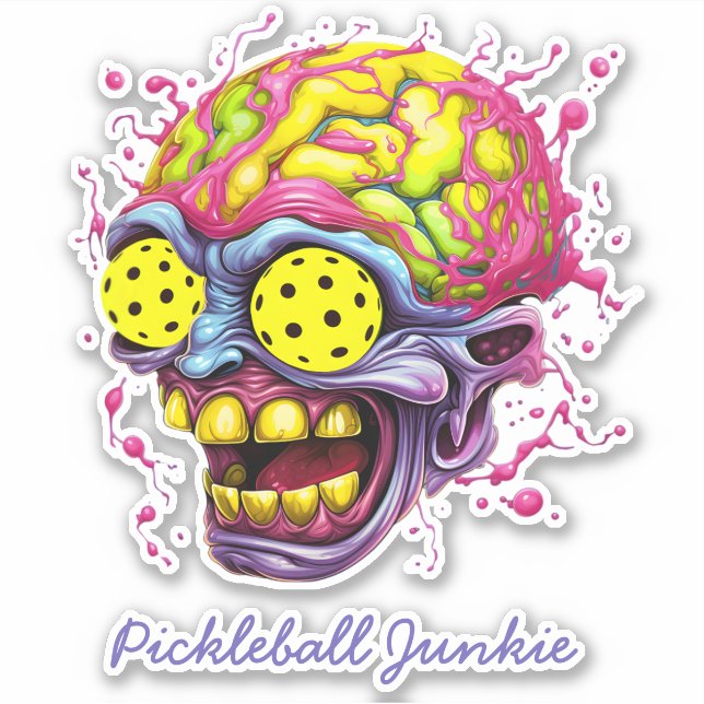 Pegatina Pickleball Junkie - pickleball divertido (Anverso)