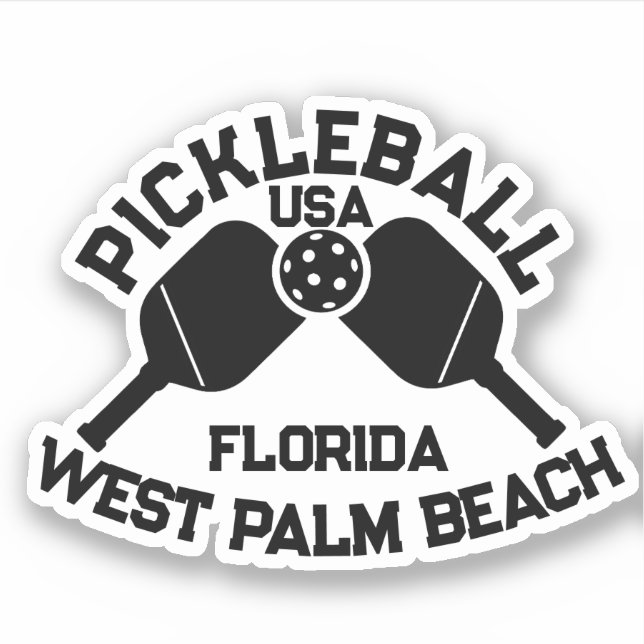 Pegatina Pickleball Paddle Ball West Palm Beach Personaliza (Anverso)
