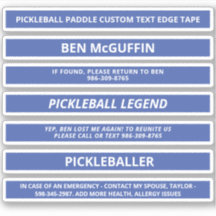 Pickleball Paddle Edge Tape Custom Name ICE Blue