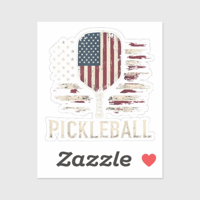 Pegatina Pickleball Player US Flag Retro Paddleball (Hoja)