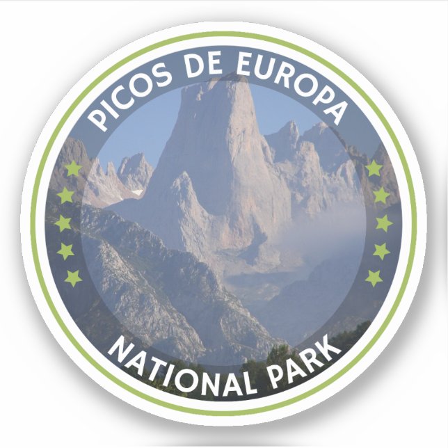 Pegatina Picos de Europa Motor de las Montañas Cantábricas  (Anverso)