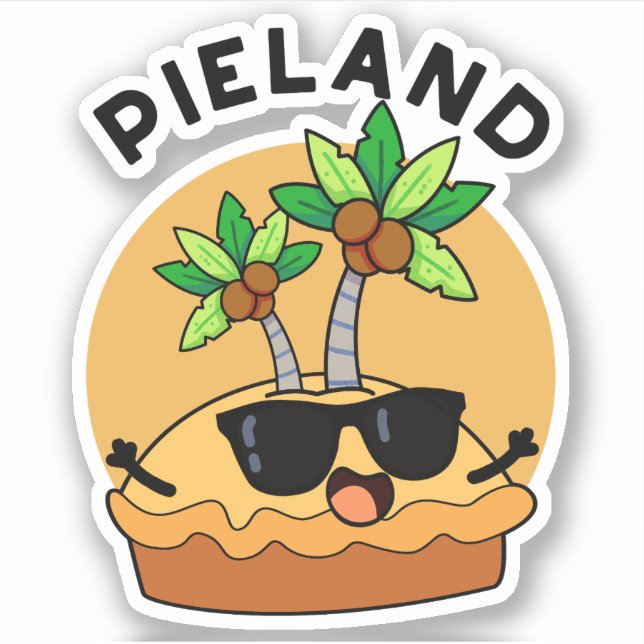 Pegatina Pie-land Funny Island Pun (Anverso)