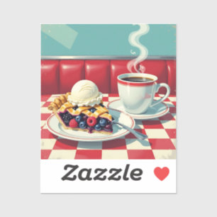 Pegatina Pie mixta de Berry, helado y café