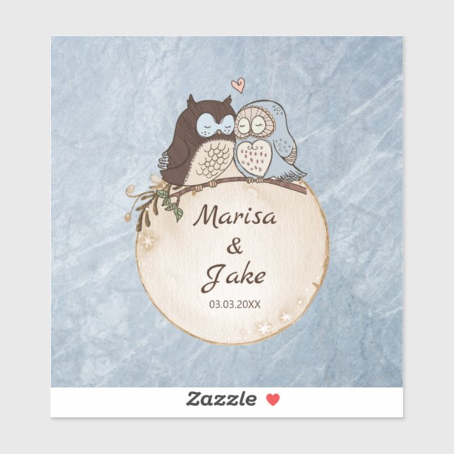 Pegatina Piedra De Mármol Y Lechuzas (Hoja)