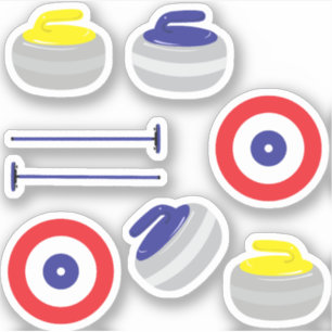 Pegatina Piedras curling, cuartos y objetivos