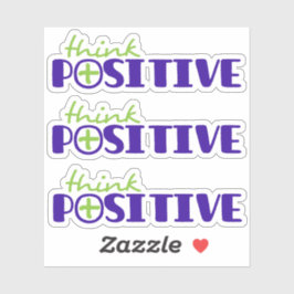 Pegatina Piensa en azul verde positivo más eslogan de texto