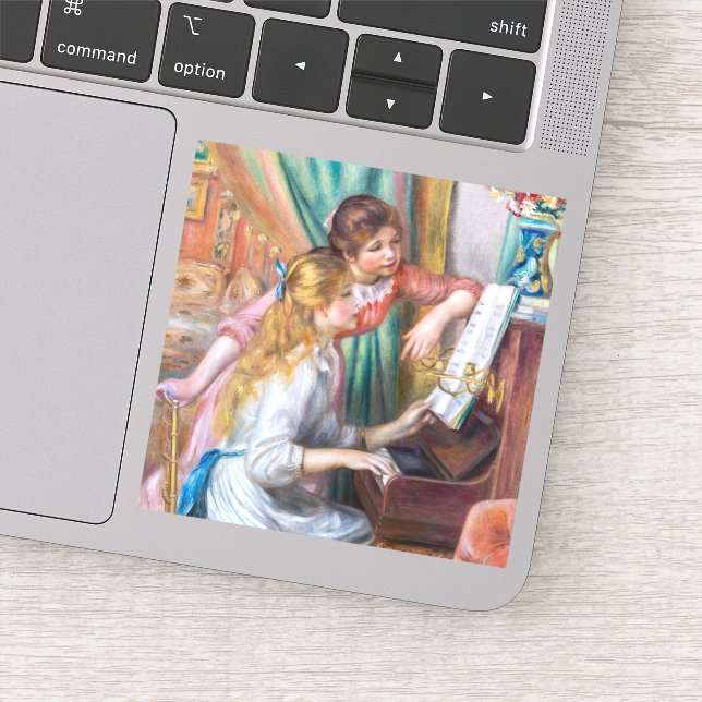 Pegatina Pierre Auguste Renoir - Jóvenes Chicas en el piano (Detalle)