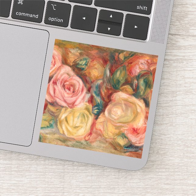 Pegatina Pierre-Auguste Renoir - Rosas (Detalle)