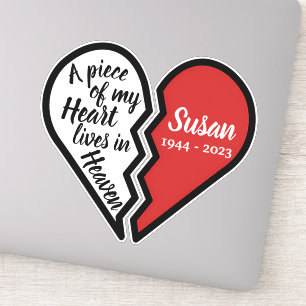 Pegatina Pieza conmemorativa de mi corazón vive en el cielo