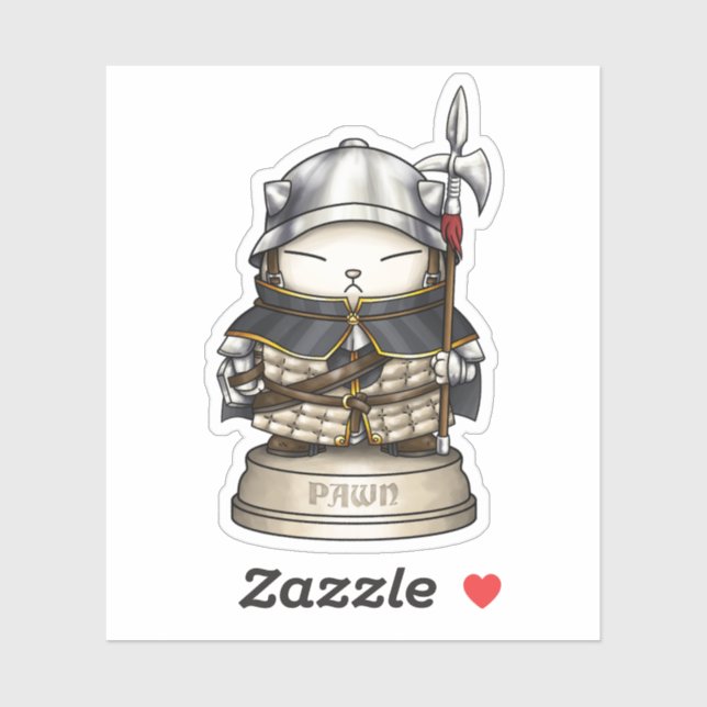 Pegatina Pieza de la peona del ajedrez del gato real (Hoja)