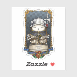 Pegatina Pieza de la peona del ajedrez del gato real